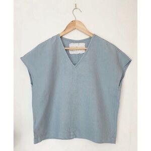 notPERFECTLINEN boxy linen blue top size small